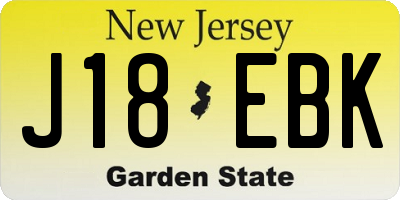 NJ license plate J18EBK