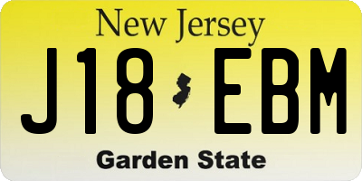 NJ license plate J18EBM
