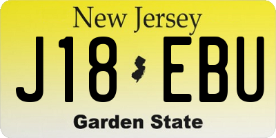 NJ license plate J18EBU
