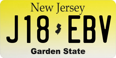 NJ license plate J18EBV