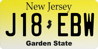 NJ license plate J18EBW