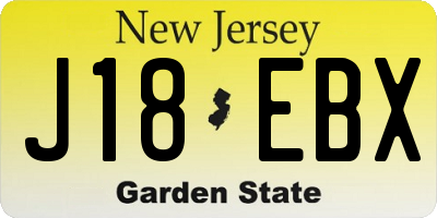 NJ license plate J18EBX