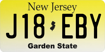 NJ license plate J18EBY
