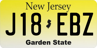 NJ license plate J18EBZ