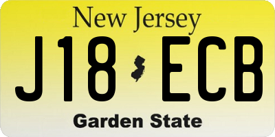 NJ license plate J18ECB