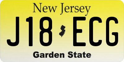 NJ license plate J18ECG