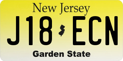 NJ license plate J18ECN