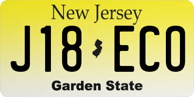 NJ license plate J18ECO