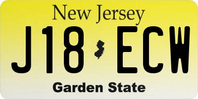 NJ license plate J18ECW