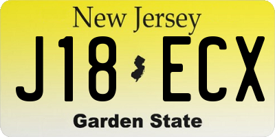 NJ license plate J18ECX