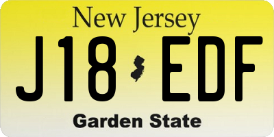 NJ license plate J18EDF