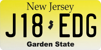NJ license plate J18EDG