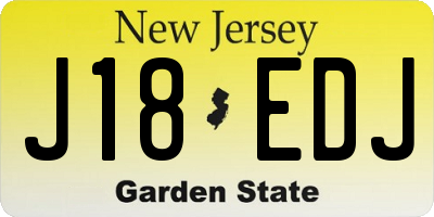 NJ license plate J18EDJ