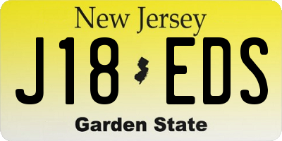 NJ license plate J18EDS