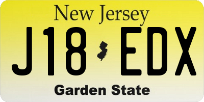 NJ license plate J18EDX