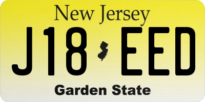 NJ license plate J18EED