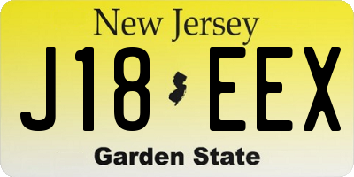 NJ license plate J18EEX