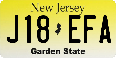 NJ license plate J18EFA