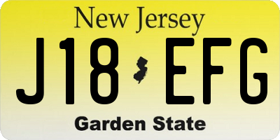 NJ license plate J18EFG