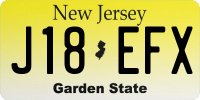 NJ license plate J18EFX
