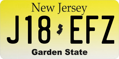 NJ license plate J18EFZ