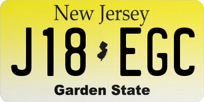 NJ license plate J18EGC