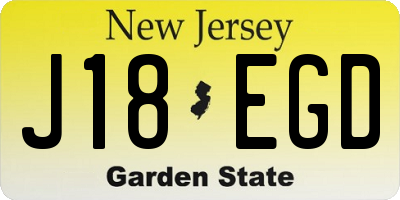 NJ license plate J18EGD
