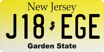 NJ license plate J18EGE