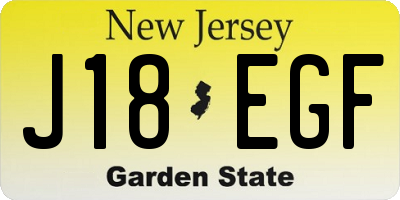 NJ license plate J18EGF