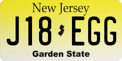 NJ license plate J18EGG
