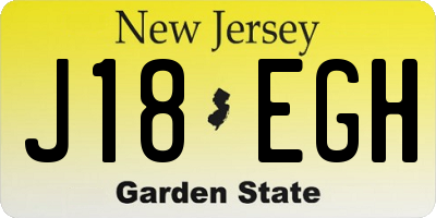 NJ license plate J18EGH