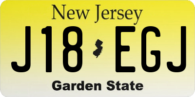 NJ license plate J18EGJ