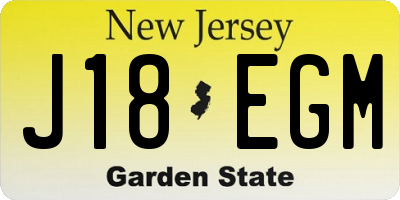 NJ license plate J18EGM