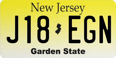 NJ license plate J18EGN