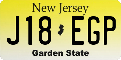 NJ license plate J18EGP