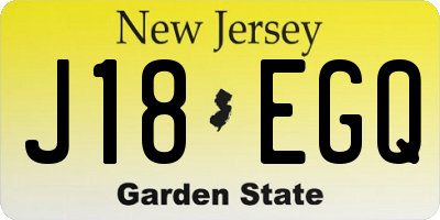 NJ license plate J18EGQ