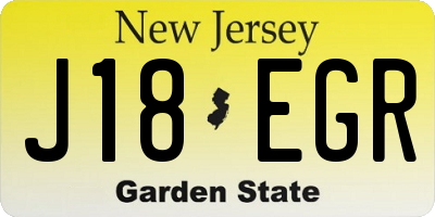 NJ license plate J18EGR