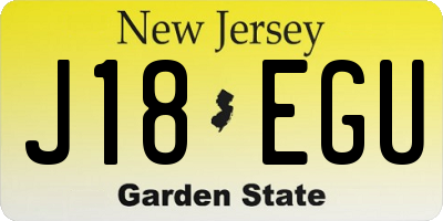 NJ license plate J18EGU