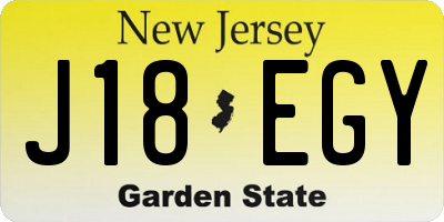 NJ license plate J18EGY