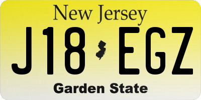 NJ license plate J18EGZ