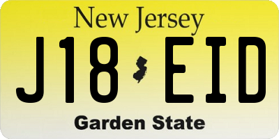 NJ license plate J18EID