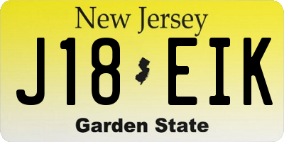 NJ license plate J18EIK