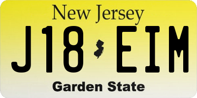 NJ license plate J18EIM