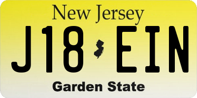 NJ license plate J18EIN