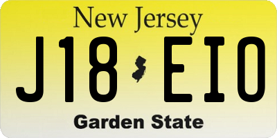 NJ license plate J18EIO