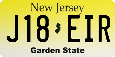 NJ license plate J18EIR