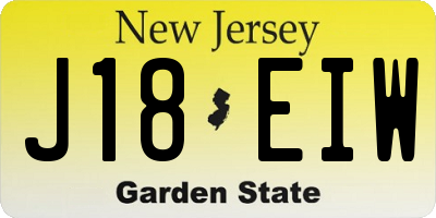 NJ license plate J18EIW