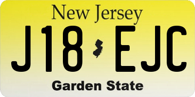 NJ license plate J18EJC