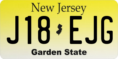 NJ license plate J18EJG