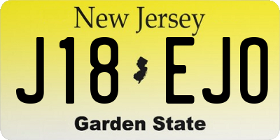 NJ license plate J18EJO